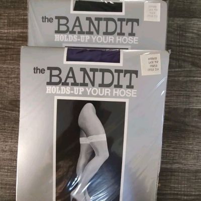 Bandit Empire Intimates Thigh High Lace & Nylon Stockings 3 Pr Wht, Blk & Purple